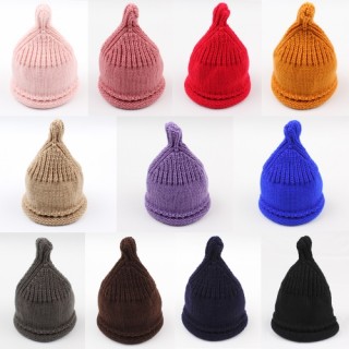 Cute Kid Girls Boys Knitted Beanies Hat Warm Ribbed Baby Caps Skullies Autumn Winter Headwear