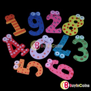 Cute Set of 10 Number Wooden Fridge Magnets Toy Small