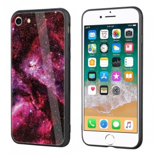 Dayspirit Starry Sky Pattern Tempered Glass Back Cover Case for IPHONE 7£¬ IPHONE 8 - Deep Pink