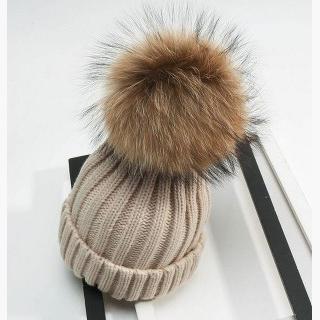 Detachable Real Fur Pom pom Knitted Beanies