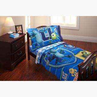 Disney Monsters Inc Toddler Bedding Set - 4pc Mike Sulley Scare U Bed