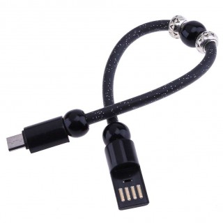 Dots Print Bead Micro USB2.0 Bracelet Charging Cable for Android(Black)