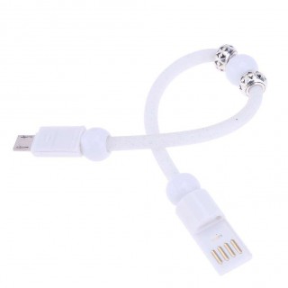 Dots Print Bead Micro USB2.0 Bracelet Charging Cable for Android(White)