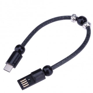 Dots Printed Bead Type-C Bracelets Charging Cable for Android(Black)