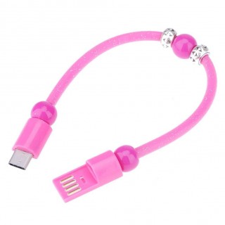 Dots Printed Bead Type-C Bracelets Charging Cable for Android(Pink)