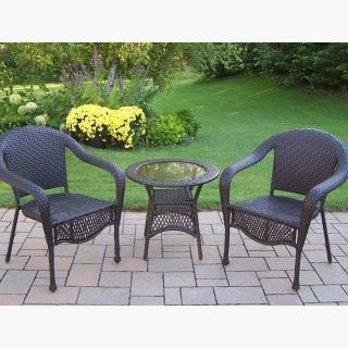 Elite Resin Wicker Arm Chairs and Chat Table Set