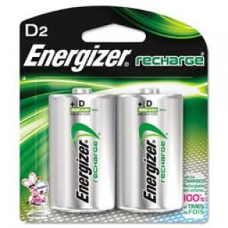 Energizer EVE-NH50BP2 e NiMH Rechargeable Batteries, D, 2 Batteries-Pack