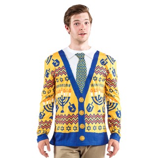 Faux Real Long Sleeved Ugly Hanukkah Sweater