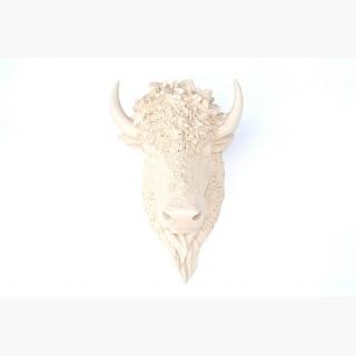 Faux Taxidermy - Bison Head Wall Mount - Ivory Bison Wall Mount Bih62