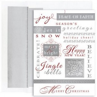 Festive Holiday Words Boxed Christmas Cards & Envelopes - 96
