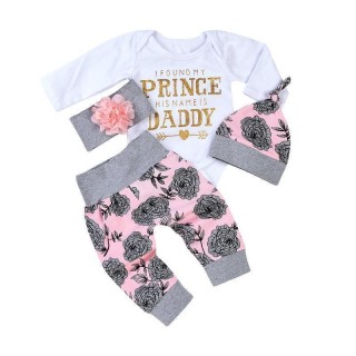Floral Letter Print Trendy Baby Girl Clothes