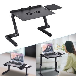 Foldable Laptop Table Stand Vented Computer Desk Bed Lap Tray 360 Degree Adjustable with Mouse Pad C