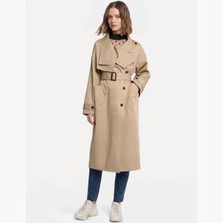 Funnel Button Collar Trench Jacket