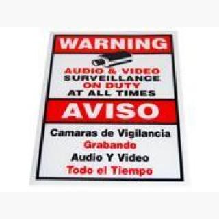 GW 18" x 12" Warning CCTV Surveillance Security Camera Cardboard Sign in English and Spanish