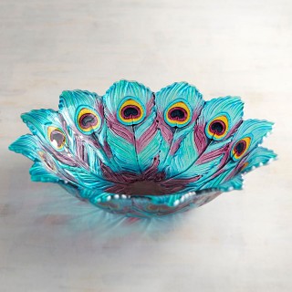 Glass Peacock Serving Bowl