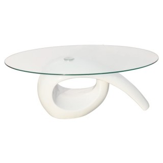 Glass Top Coffee Table High Gloss White