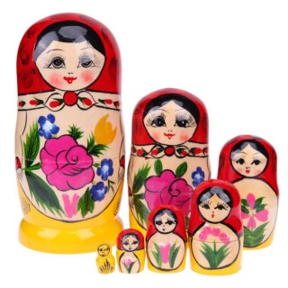 Handmade 7pcs Beautiful Girl Matryoshka Doll Basswood Doll Kids Gift Russian Nesting Doll Toy