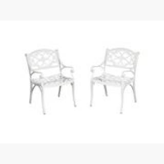 Home Styles Biscayne Outdoor Dining Arm Chair in White (Set of 2)