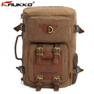 KAUKKO Men Canvas Multifunction Backpack Laptop Backpack Travel Crossbody Bag