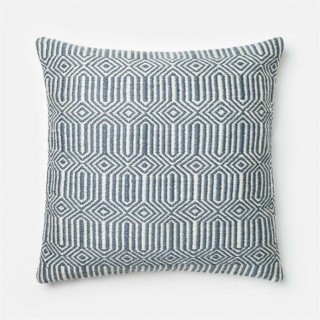 Loloi 1'10 x 1'10 Poly Pillow in Blue and Ivory