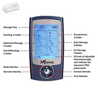 MEDVIVE Rechargeable FDA Cleared Tens Unit with 16 Modes and 8 Pads