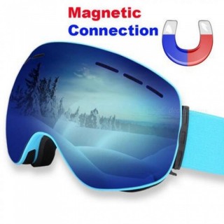 Magnetic Ski Goggles Double Lens Anti-fog UV 400 Ski Glasses Men Women Skiing Snowboard Skateboard S