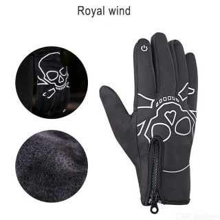 Men's Warm Windproof Waterproof Ski Bike Motorcycle Riding Gloves Touch Screen PU Full Finger Cyclin