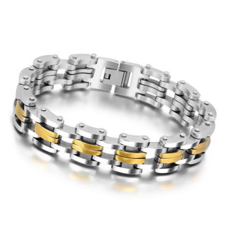 Mens Cycle Chain Stainless Steel Bracelet Bangle