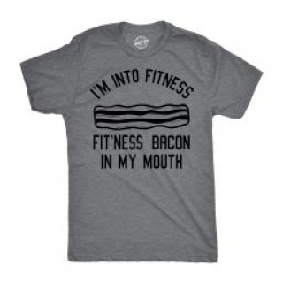 Mens Im Into Fitness Fitness Bacon In My Mouth Tshirt Funny Breakfast Food Tee For Guys