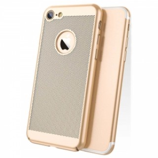 Mesh Dissipating Heat Anti Fingerprint Hard PC Case For iPhone 7/8 - Golden