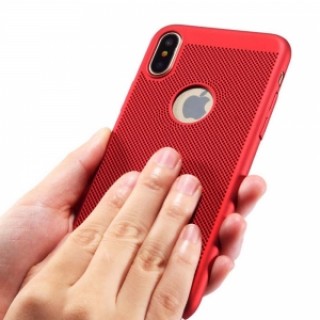 Mesh Heat Dissipation Anti Fingerprint Hard PC Case For iPhone X - Red