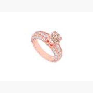 Milgrain Design Prong Set Morganite and Diamonds on 14K Rose Gold Engagement Ring Jewelry Gift
