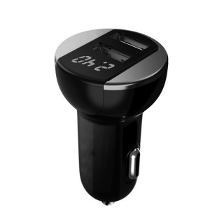 Mini 2.4A Dual USB Ports Car Charger with LED Display