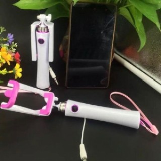Mini Handheld Extendable Selfie Stick Monopod for iPhone Android Phone Rose Red