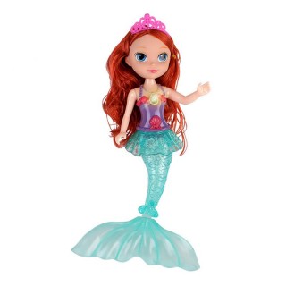 Mini Mermaid Princess Doll Toy for Little Girls with Light & Music - Random Color