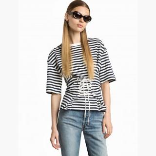 Muse Striped Jersey Corset Tee