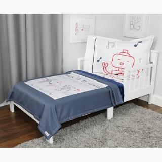 Music to My Gears Toddler Bedding Set - 3pc Musical Robots Blanket Sheet and Pillowcase