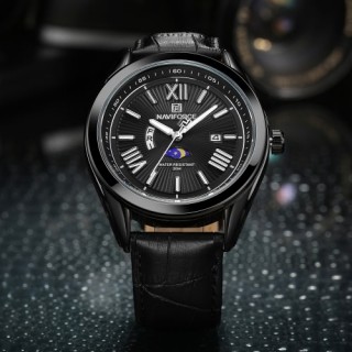 NAVIFORCE Fashion Casual Luxury Watch 3ATM Water-resistant Quartz Watch Luminous Genuine Leather Wri