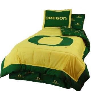 NCAA Oregon Ducks Full Bed Comforter Pillow Shams Set - 3pc Collegiate Cotton Bedding