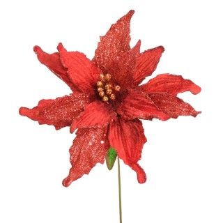 National Tree PS3-265-1 26.5" Red Poisettia - Set of 12