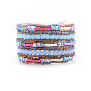 Nerine Anne Boho Tan Leather Wrap with Pastels
