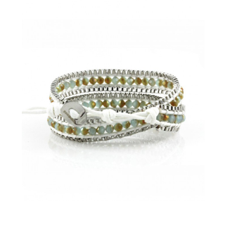 Nerine Anne Cotton Wrap Silver Metal with Teal Caramel and White