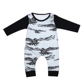 Newborn Clothes Baby Boy Long Sleeve Romper Bird Print Jumpsuit Cotton Kids Infant Clothes Outfits