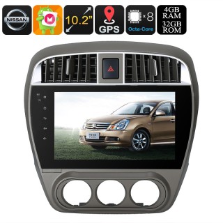 One DIN Android Media Player - Android 8.0, 10.2 Inch, For Nissan Cars, WiFi, 3G, CAN BUS, Octa-Core