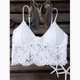 Padded Lace White Tank Top