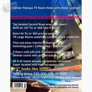 Pattaya Center 79 Room Licensed Hotel for Sale