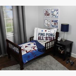 Ping Pong Toddler Bedding Set - 3pc All Star Sports Blanket and Fitted Sheet