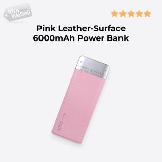 Pink Leather-Surface 6000mAh Power Bank