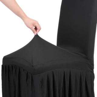 Pleated Solid Color Ruffled Stretchable Removable Washable Home Dining Chair Cover Spandex Seats Sli