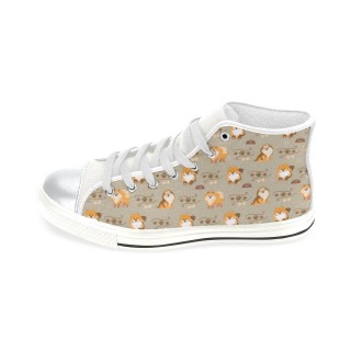 Pomeranian Pattern White High Top Canvas Shoes for Kid